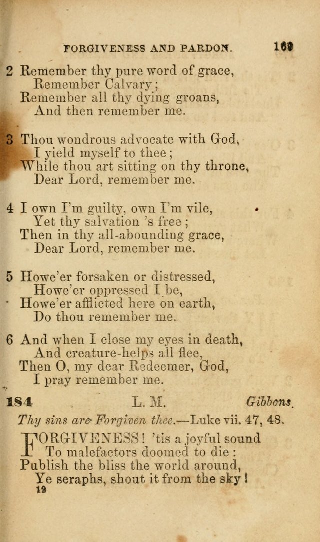 Pocket Hymns: original and selected. designed for the use of the regular Baptist church, and all who love our Lord Jesus Christ page 169