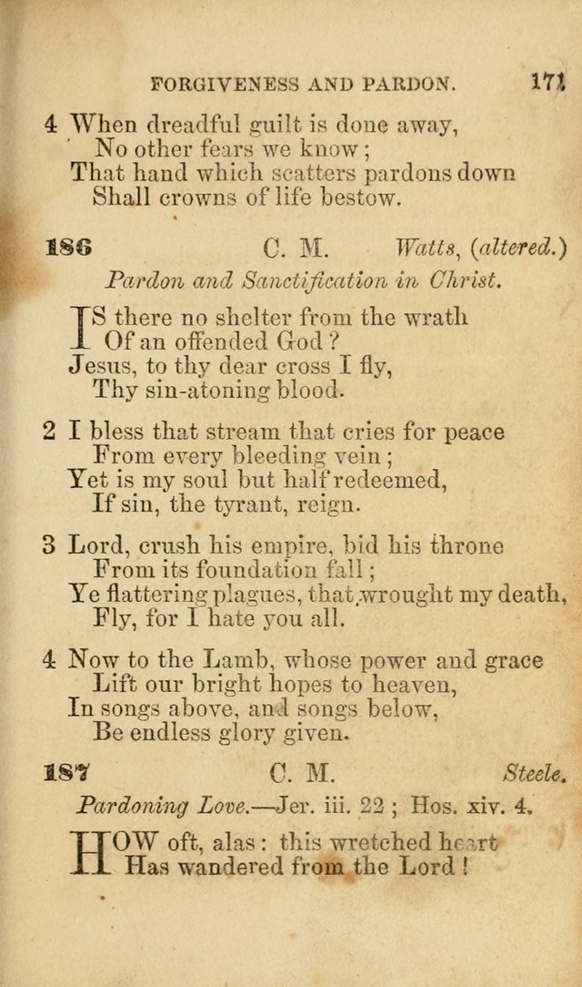 Pocket Hymns: original and selected. designed for the use of the regular Baptist church, and all who love our Lord Jesus Christ page 171