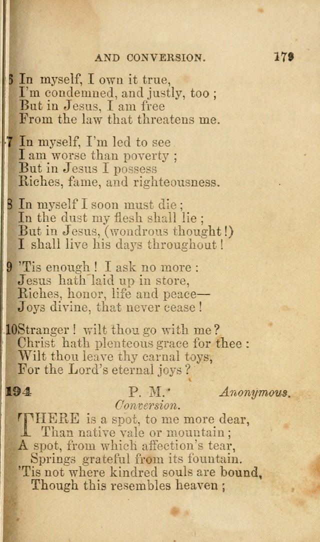 Pocket Hymns: original and selected. designed for the use of the regular Baptist church, and all who love our Lord Jesus Christ page 179