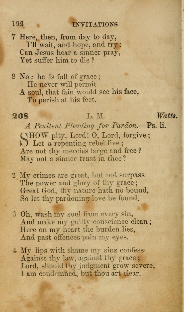 Pocket Hymns: original and selected. designed for the use of the regular Baptist church, and all who love our Lord Jesus Christ page 192