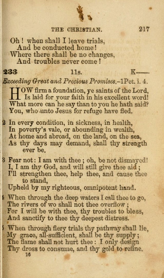 Pocket Hymns: original and selected. designed for the use of the regular Baptist church, and all who love our Lord Jesus Christ page 217