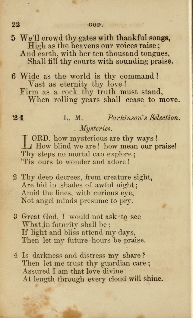 Pocket Hymns: original and selected. designed for the use of the regular Baptist church, and all who love our Lord Jesus Christ page 22