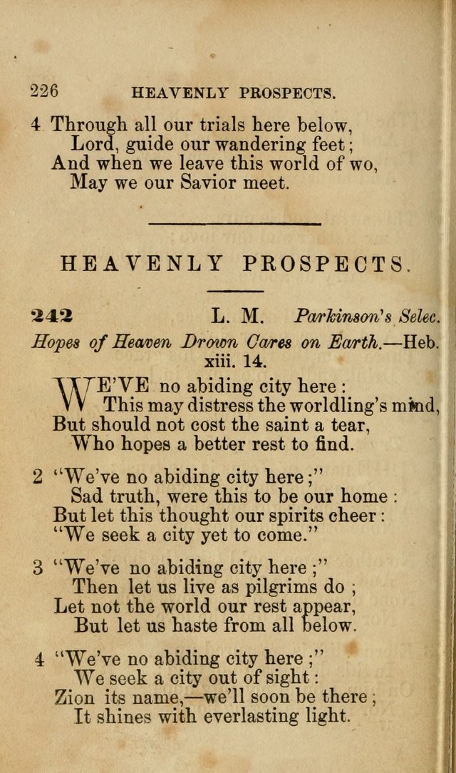 Pocket Hymns: original and selected. designed for the use of the regular Baptist church, and all who love our Lord Jesus Christ page 226