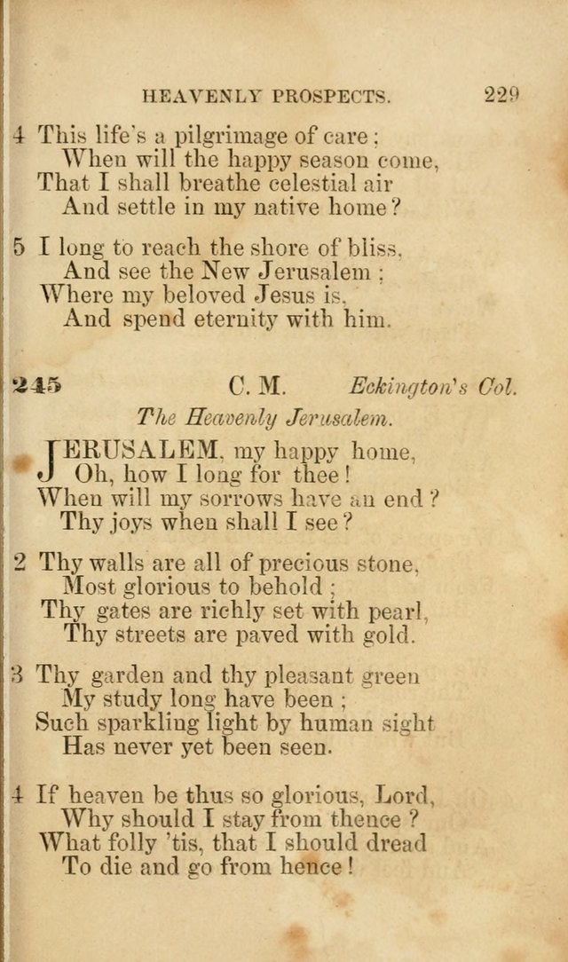 Pocket Hymns: original and selected. designed for the use of the regular Baptist church, and all who love our Lord Jesus Christ page 229