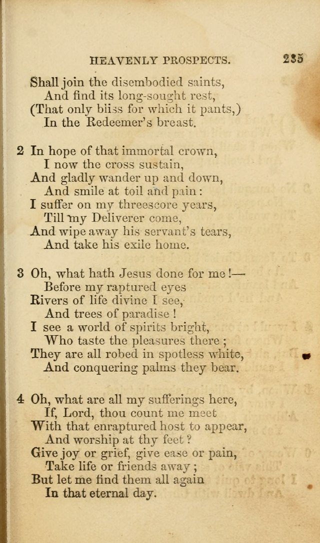 Pocket Hymns: original and selected. designed for the use of the regular Baptist church, and all who love our Lord Jesus Christ page 235