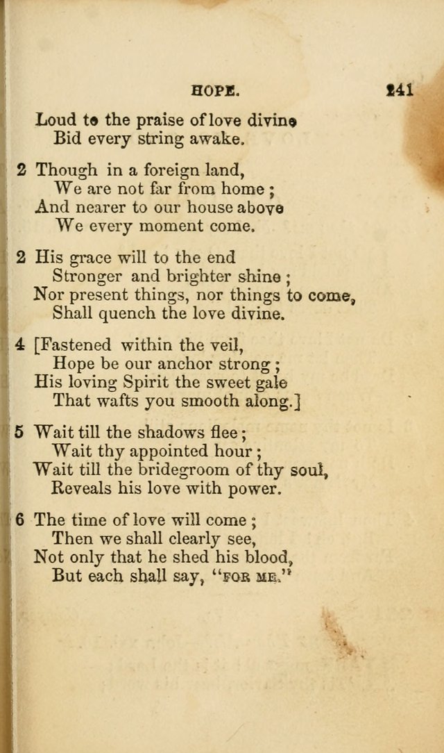Pocket Hymns: original and selected. designed for the use of the regular Baptist church, and all who love our Lord Jesus Christ page 241