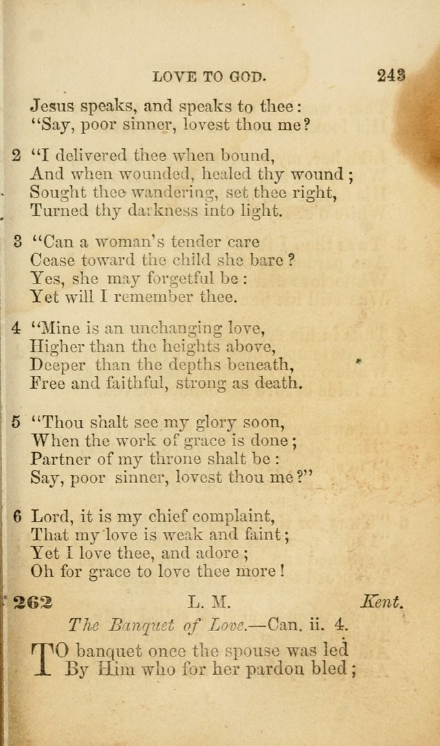 Pocket Hymns: original and selected. designed for the use of the regular Baptist church, and all who love our Lord Jesus Christ page 243