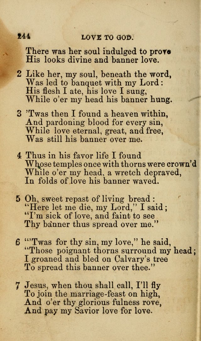 Pocket Hymns: original and selected. designed for the use of the regular Baptist church, and all who love our Lord Jesus Christ page 244