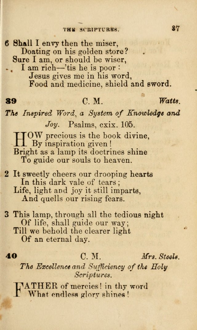 Pocket Hymns: original and selected. designed for the use of the regular Baptist church, and all who love our Lord Jesus Christ page 37