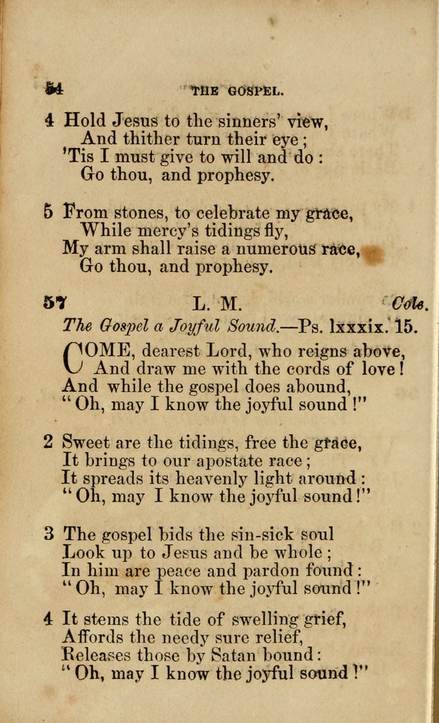 Pocket Hymns: original and selected. designed for the use of the regular Baptist church, and all who love our Lord Jesus Christ page 54