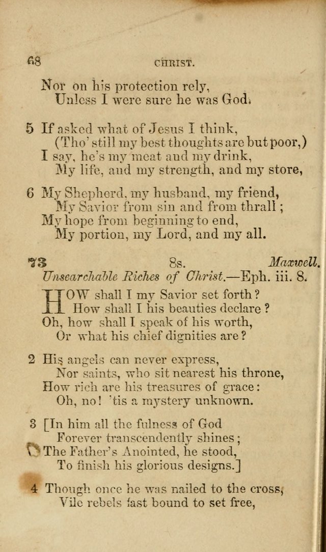 Pocket Hymns: original and selected. designed for the use of the regular Baptist church, and all who love our Lord Jesus Christ page 68