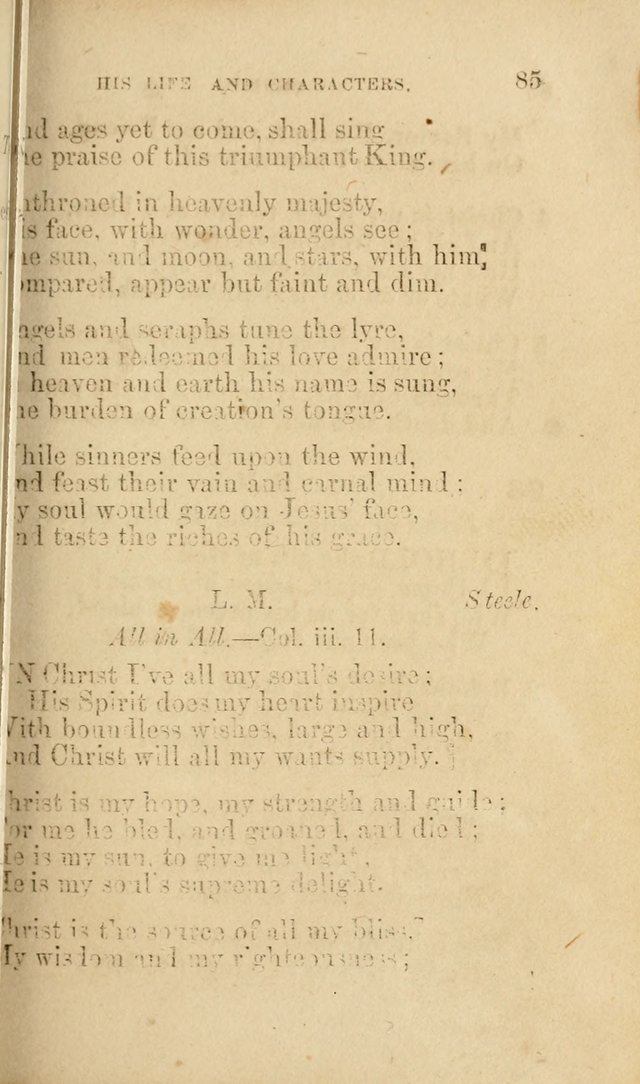 Pocket Hymns: original and selected. designed for the use of the regular Baptist church, and all who love our Lord Jesus Christ page 85