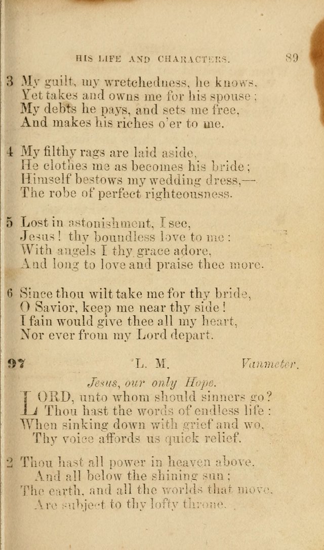 Pocket Hymns: original and selected. designed for the use of the regular Baptist church, and all who love our Lord Jesus Christ page 89