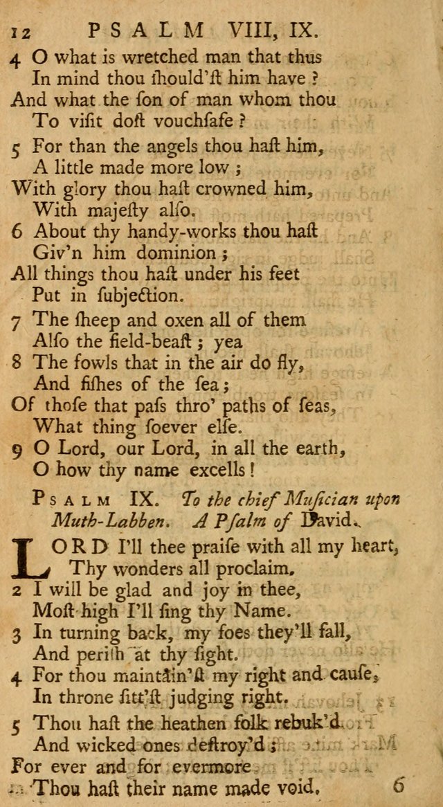 The Psalms, Hymns, and Spiritual Songs of the Old and New-Testament: faithfully translated into English metre: for the use, edification, and comfort of the saints...especially in New-England (25th ed) page 12