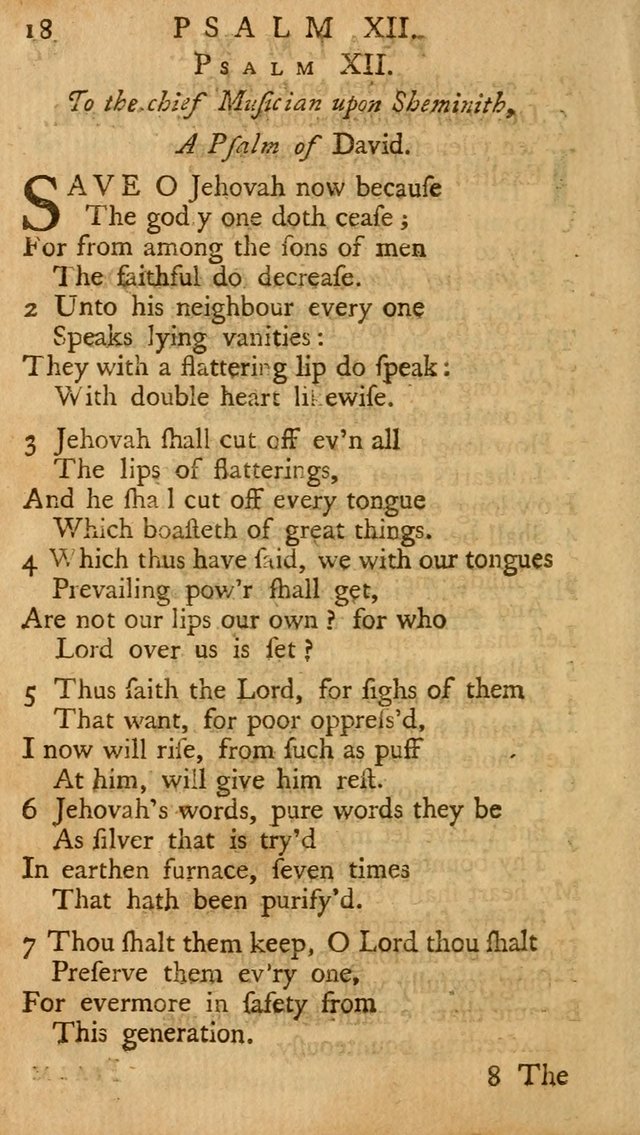 The Psalms, Hymns, and Spiritual Songs of the Old and New-Testament: faithfully translated into English metre: for the use, edification, and comfort of the saints...especially in New-England (25th ed) page 18