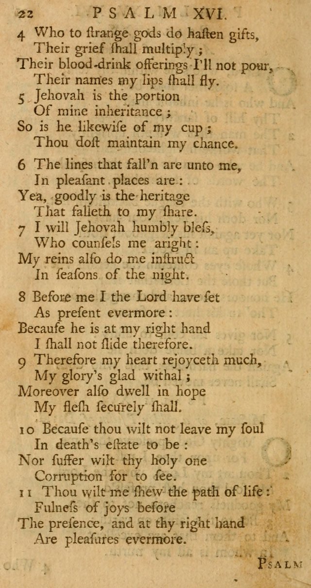 The Psalms, Hymns, and Spiritual Songs of the Old and New-Testament: faithfully translated into English metre: for the use, edification, and comfort of the saints...especially in New-England (25th ed) page 22