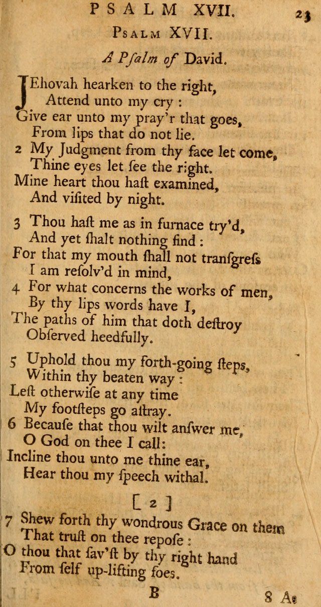 The Psalms, Hymns, and Spiritual Songs of the Old and New-Testament: faithfully translated into English metre: for the use, edification, and comfort of the saints...especially in New-England (25th ed) page 23