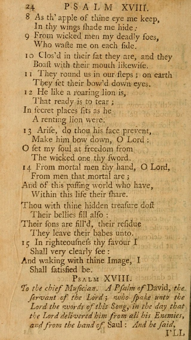 The Psalms, Hymns, and Spiritual Songs of the Old and New-Testament: faithfully translated into English metre: for the use, edification, and comfort of the saints...especially in New-England (25th ed) page 24