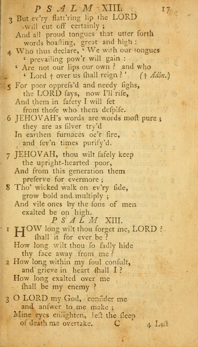 The Psalms, Hymns and Spiritual Songs of the Old and New Testament, faithully translated into English metre: being the New England Psalm Book (Rev. and Improved) page 17