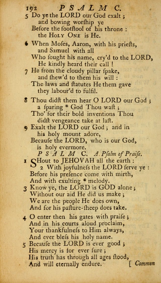 The Psalms, Hymns and Spiritual Songs of the Old and New Testament, faithully translated into English metre: being the New England Psalm Book (Rev. and Improved) page 192