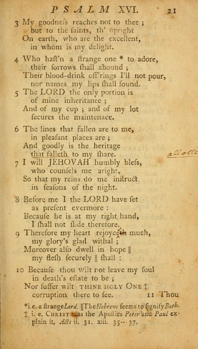 The Psalms, Hymns and Spiritual Songs of the Old and New Testament, faithully translated into English metre: being the New England Psalm Book (Rev. and Improved) page 21