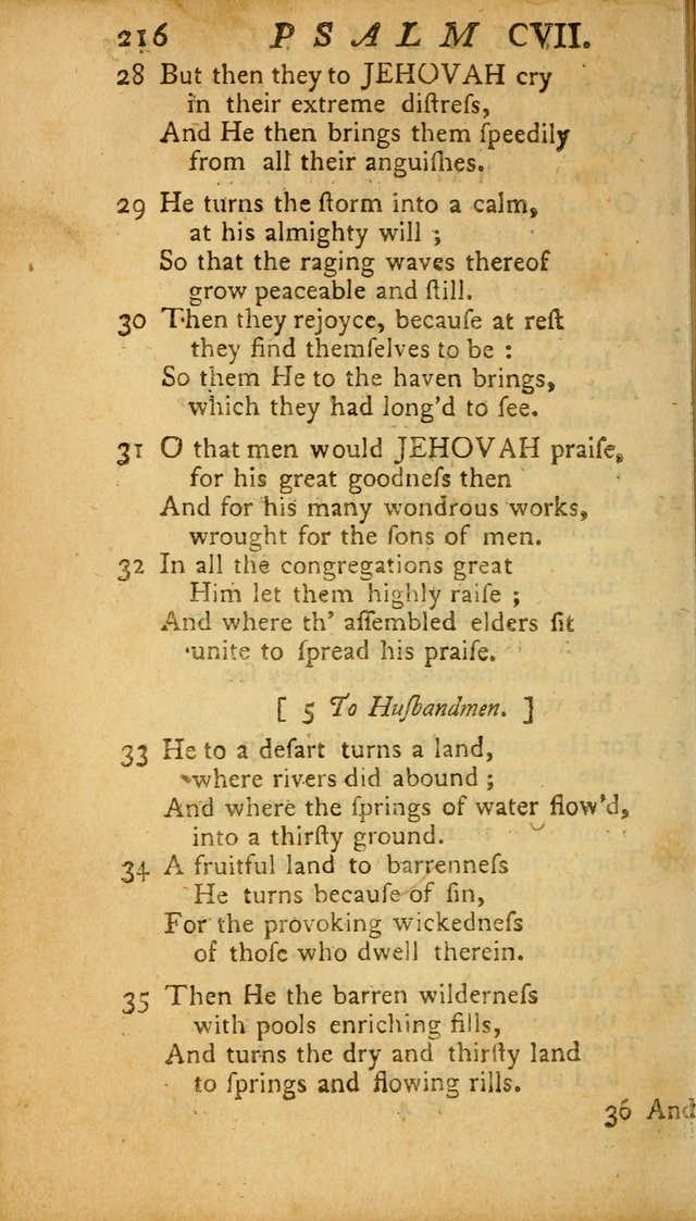 The Psalms, Hymns and Spiritual Songs of the Old and New Testament, faithully translated into English metre: being the New England Psalm Book (Rev. and Improved) page 216