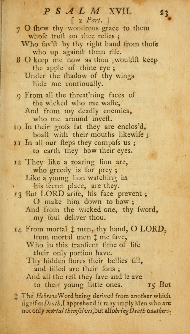 The Psalms, Hymns and Spiritual Songs of the Old and New Testament, faithully translated into English metre: being the New England Psalm Book (Rev. and Improved) page 23