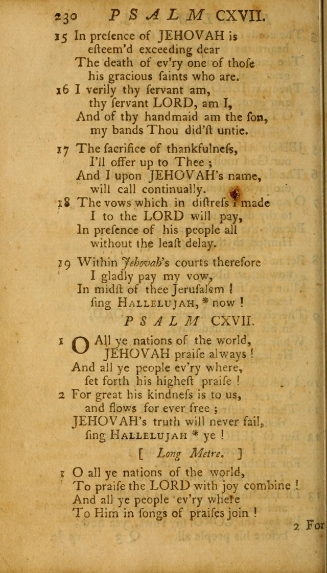 The Psalms, Hymns and Spiritual Songs of the Old and New Testament, faithully translated into English metre: being the New England Psalm Book (Rev. and Improved) page 230