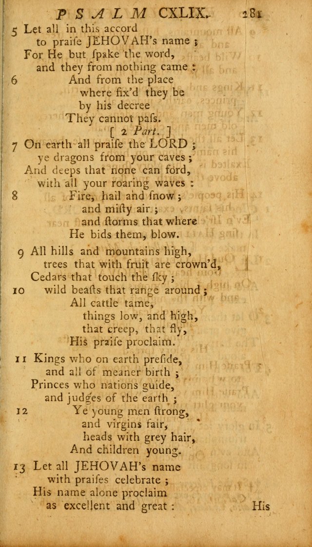 The Psalms, Hymns and Spiritual Songs of the Old and New Testament, faithully translated into English metre: being the New England Psalm Book (Rev. and Improved) page 281