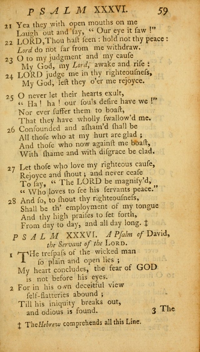 The Psalms, Hymns and Spiritual Songs of the Old and New Testament, faithully translated into English metre: being the New England Psalm Book (Rev. and Improved) page 59