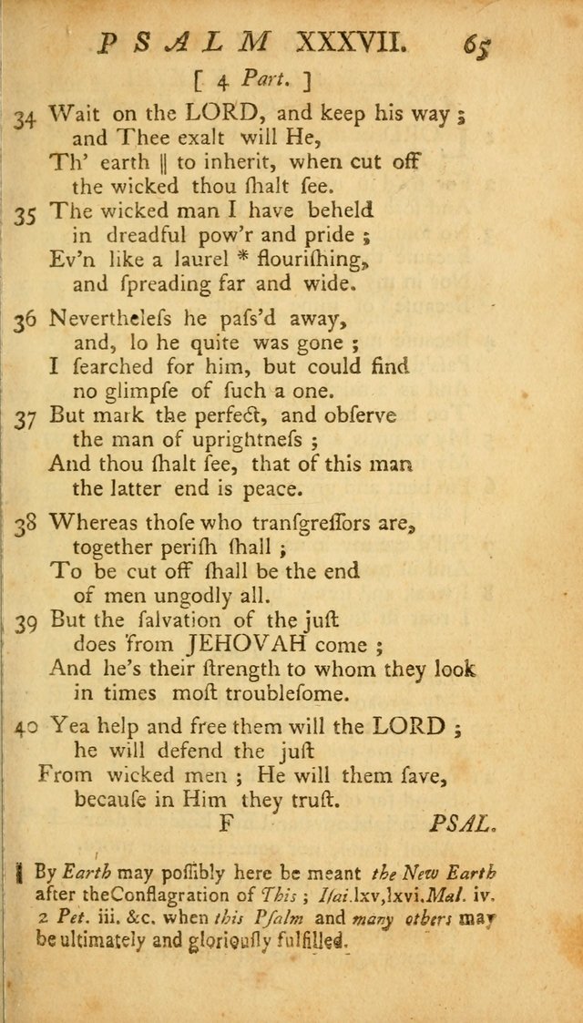 The Psalms, Hymns and Spiritual Songs of the Old and New Testament, faithully translated into English metre: being the New England Psalm Book (Rev. and Improved) page 65