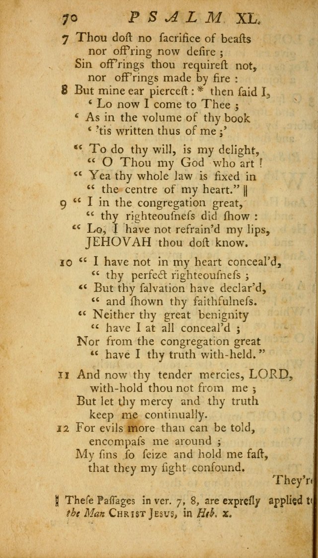 The Psalms, Hymns and Spiritual Songs of the Old and New Testament, faithully translated into English metre: being the New England Psalm Book (Rev. and Improved) page 70