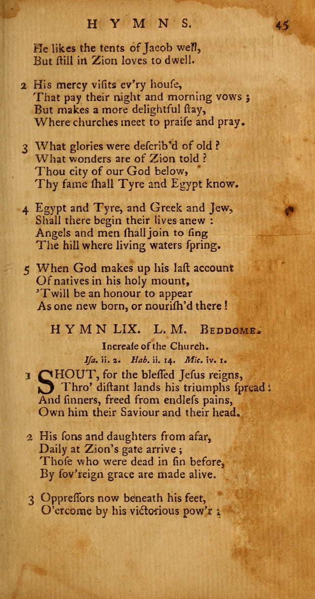 Psalms, Hymns and Spiritual Songs: selected and original, designed for the use of the Church Universal in public and private devotion page 45