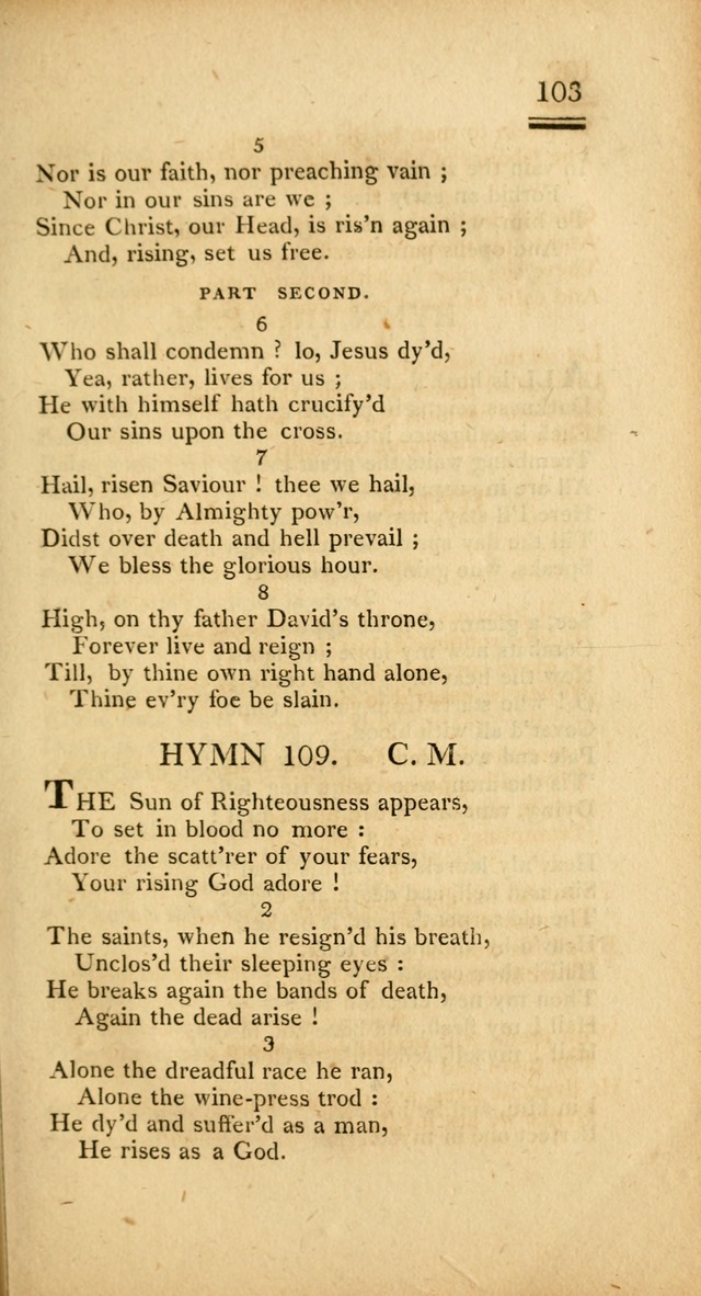 Psalms, Hymns and Spiritual Songs: selected and designed for the use of  the church universal, in public and private devotion; with an appendix, containing the original hymns omitted in the last ed. page 105