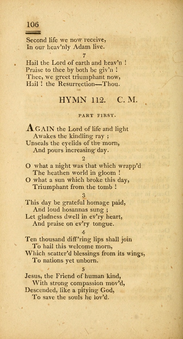 Psalms, Hymns and Spiritual Songs: selected and designed for the use of  the church universal, in public and private devotion; with an appendix, containing the original hymns omitted in the last ed. page 108