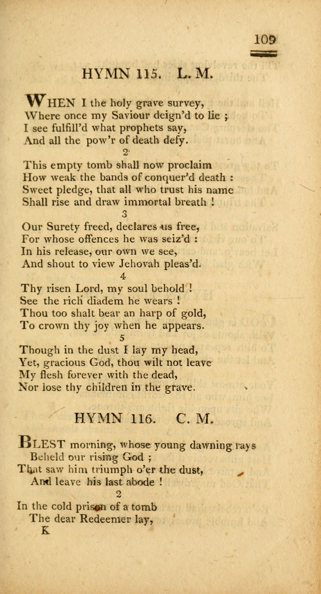 Psalms, Hymns and Spiritual Songs: selected and designed for the use of  the church universal, in public and private devotion; with an appendix, containing the original hymns omitted in the last ed. page 111