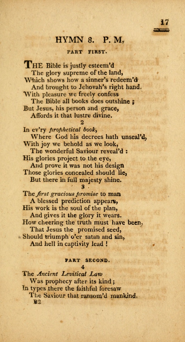 Psalms, Hymns and Spiritual Songs: selected and designed for the use of  the church universal, in public and private devotion; with an appendix, containing the original hymns omitted in the last ed. page 17