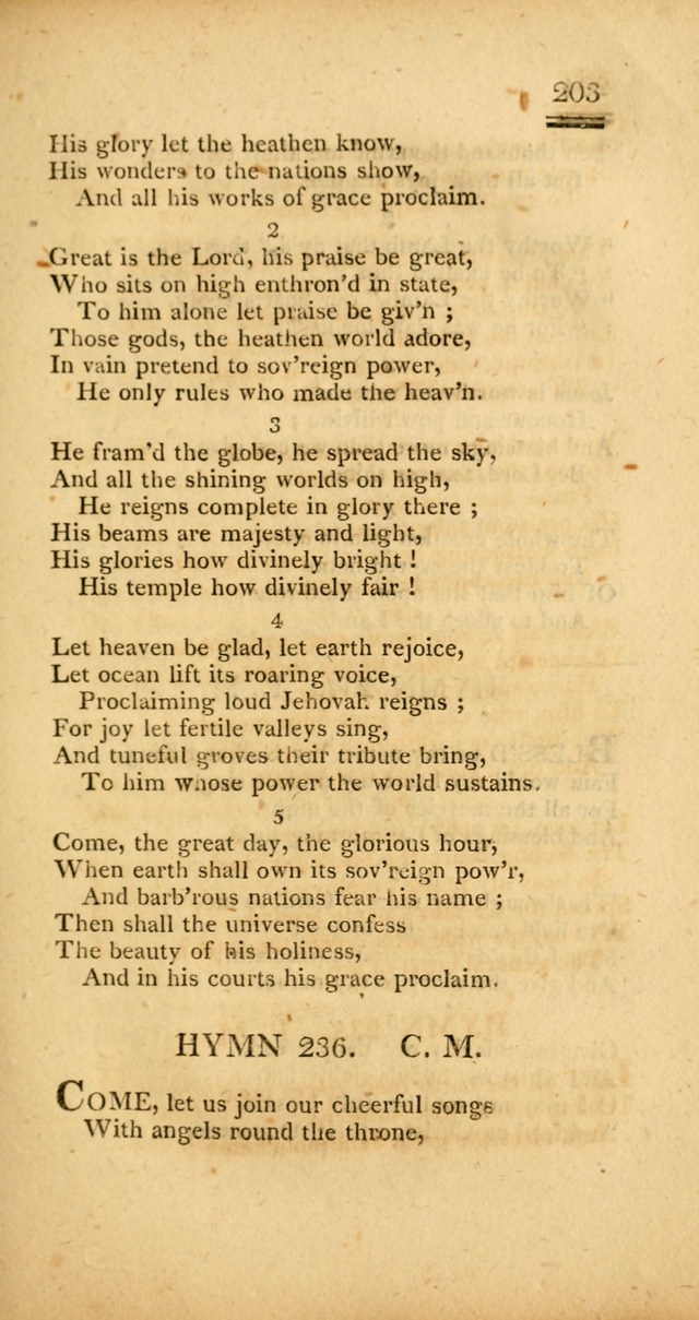 Psalms, Hymns and Spiritual Songs: selected and designed for the use of  the church universal, in public and private devotion; with an appendix, containing the original hymns omitted in the last ed. page 205