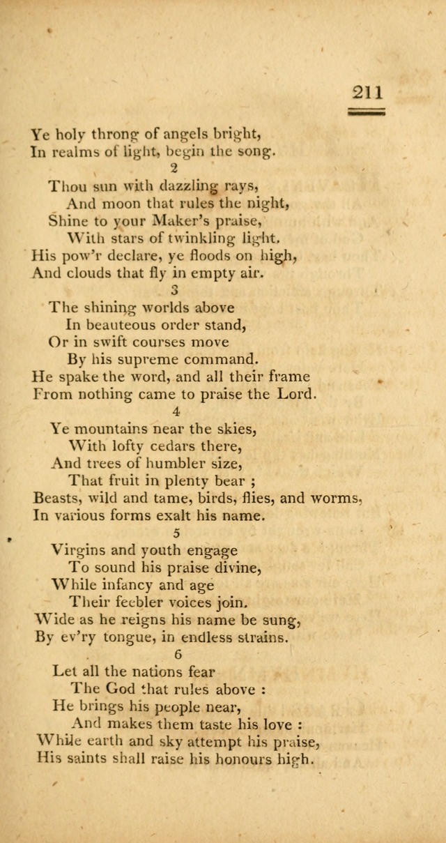 Psalms, Hymns and Spiritual Songs: selected and designed for the use of  the church universal, in public and private devotion; with an appendix, containing the original hymns omitted in the last ed. page 213