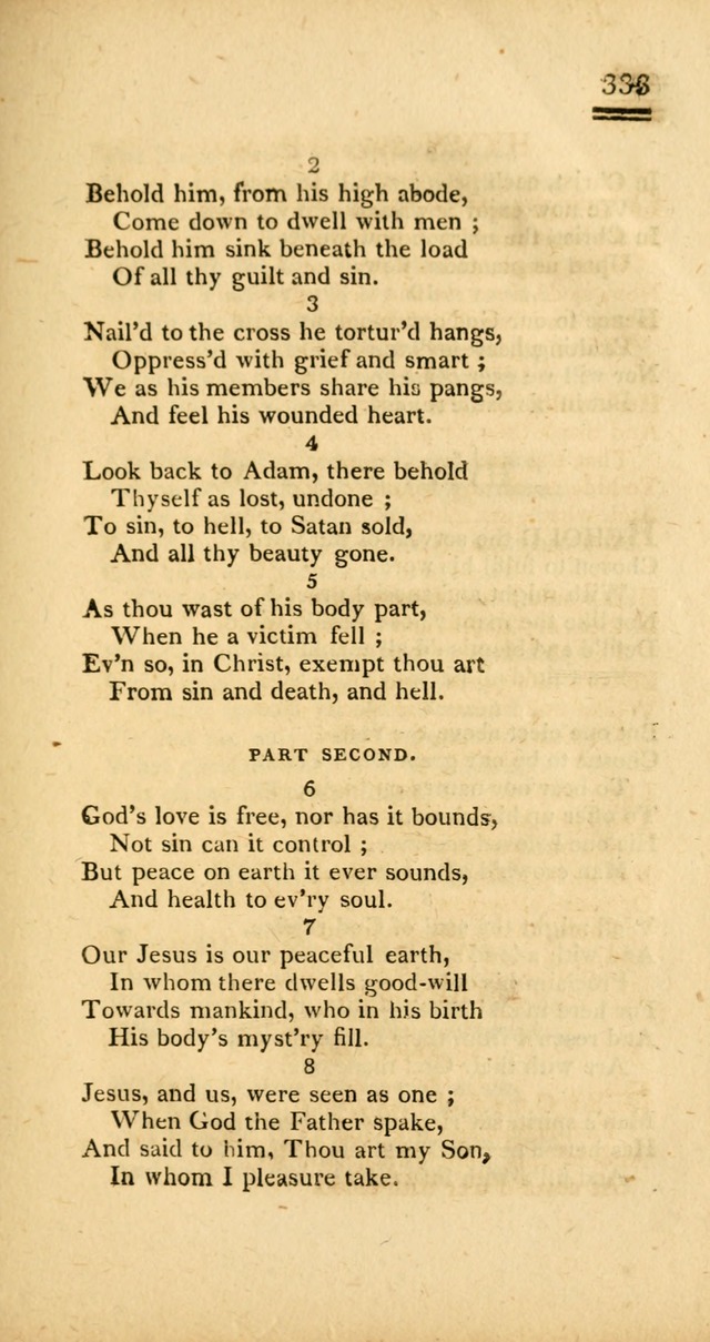 Psalms, Hymns and Spiritual Songs: selected and designed for the use of  the church universal, in public and private devotion; with an appendix, containing the original hymns omitted in the last ed. page 335