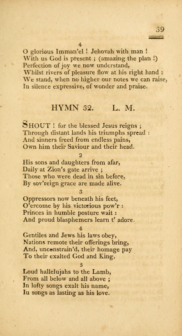 Psalms, Hymns and Spiritual Songs: selected and designed for the use of  the church universal, in public and private devotion; with an appendix, containing the original hymns omitted in the last ed. page 39