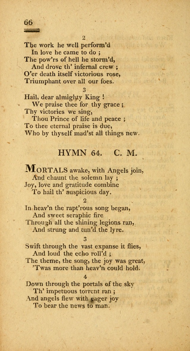 Psalms, Hymns and Spiritual Songs: selected and designed for the use of  the church universal, in public and private devotion; with an appendix, containing the original hymns omitted in the last ed. page 66