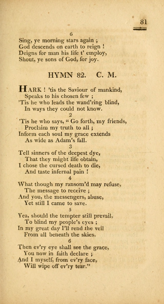 Psalms, Hymns and Spiritual Songs: selected and designed for the use of  the church universal, in public and private devotion; with an appendix, containing the original hymns omitted in the last ed. page 81