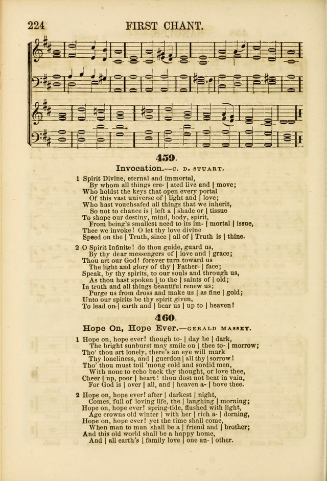 The Psalms of Life: A Compilation of Psalms, Hymns, Chants, Anthems, &c. Embodying the Spiritual, Progressive and Reformatory Sentiment of the Present Age page 224