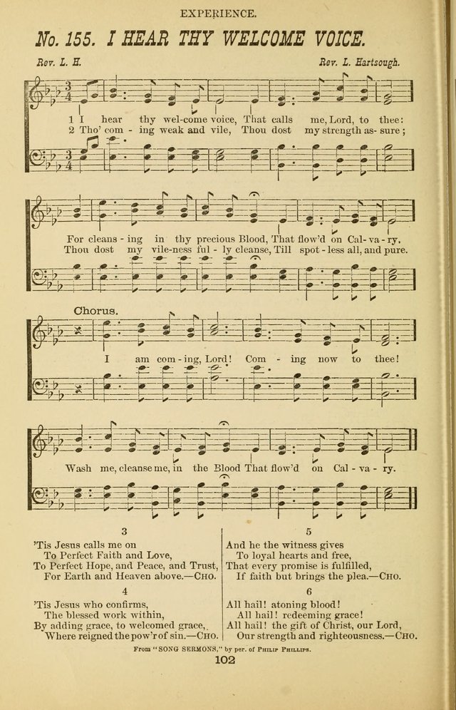 Prayer and Praise: or Hymns and Tunes for Prayer Meetings, Praise Meetings, Experience Meetings, Revivals, Missionary Meetings and all special occasions of Christian work and worship page 102