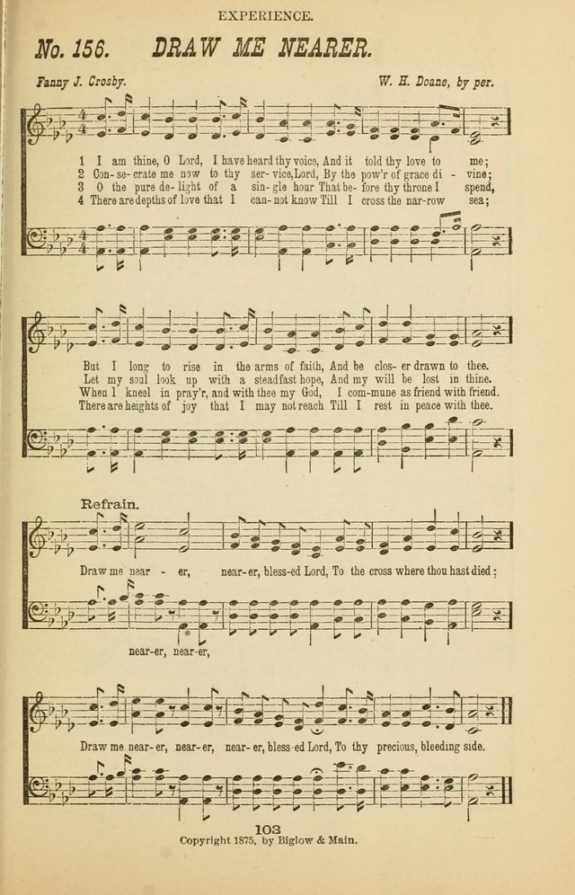 Prayer and Praise: or Hymns and Tunes for Prayer Meetings, Praise Meetings, Experience Meetings, Revivals, Missionary Meetings and all special occasions of Christian work and worship page 103