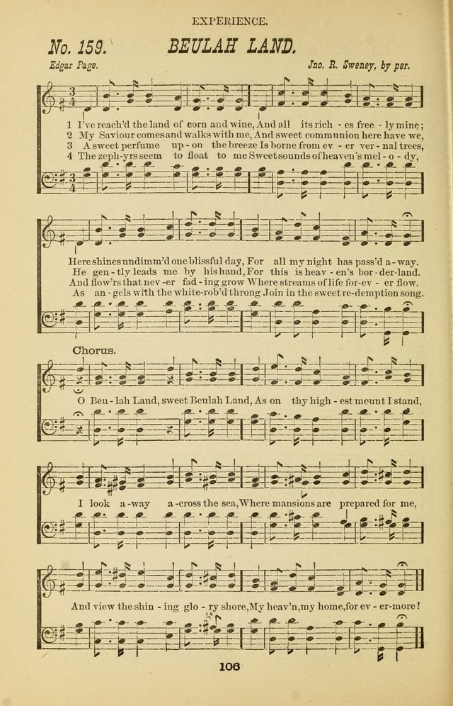 Prayer and Praise: or Hymns and Tunes for Prayer Meetings, Praise Meetings, Experience Meetings, Revivals, Missionary Meetings and all special occasions of Christian work and worship page 106