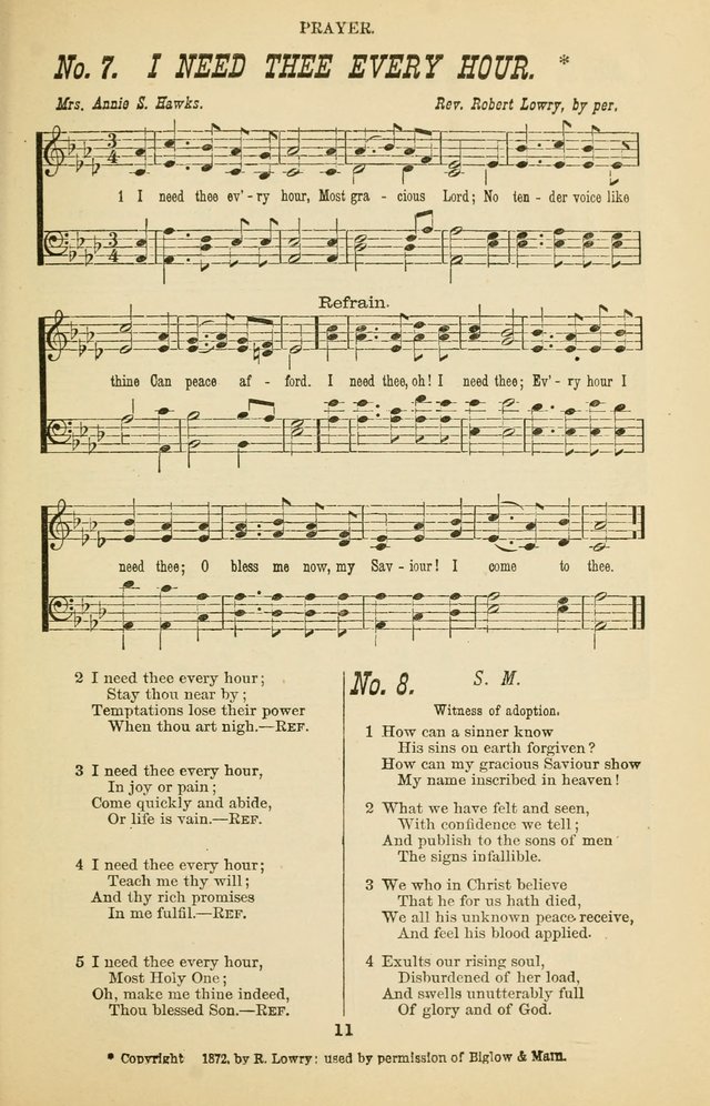 Prayer and Praise: or Hymns and Tunes for Prayer Meetings, Praise Meetings, Experience Meetings, Revivals, Missionary Meetings and all special occasions of Christian work and worship page 11