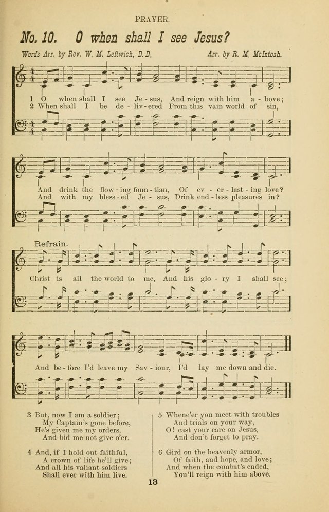 Prayer and Praise: or Hymns and Tunes for Prayer Meetings, Praise Meetings, Experience Meetings, Revivals, Missionary Meetings and all special occasions of Christian work and worship page 13