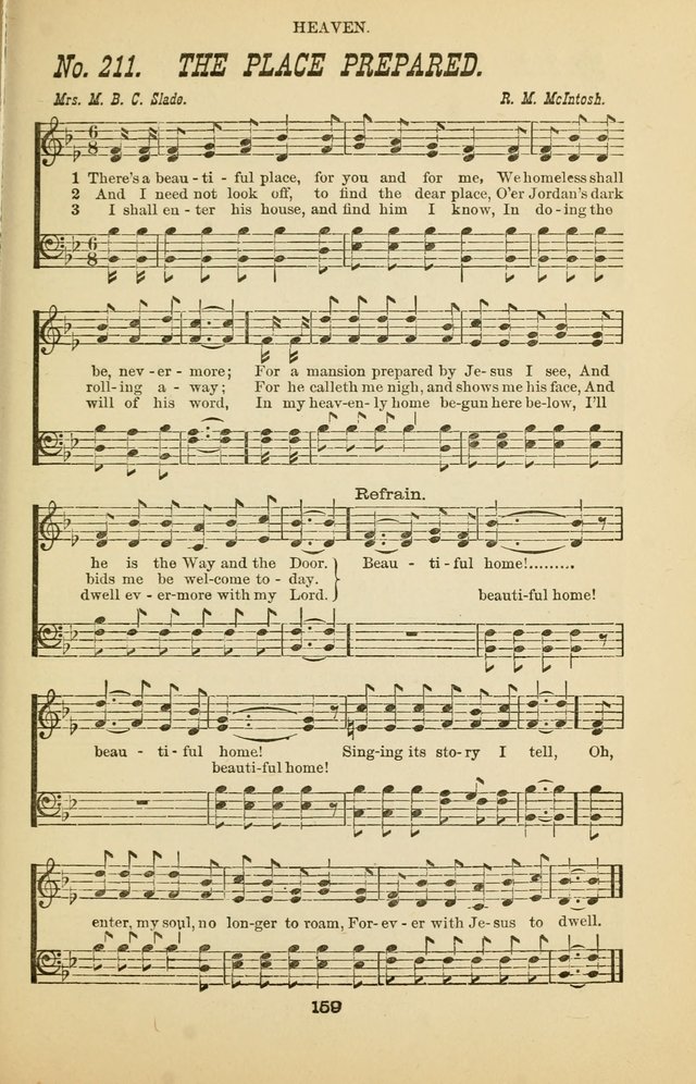 Prayer and Praise: or Hymns and Tunes for Prayer Meetings, Praise Meetings, Experience Meetings, Revivals, Missionary Meetings and all special occasions of Christian work and worship page 159